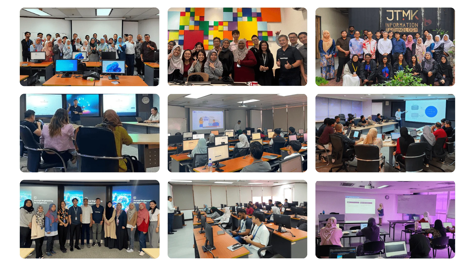 Photos from Mesiniaga's Art of Conversing with AI prompt engineering workshops