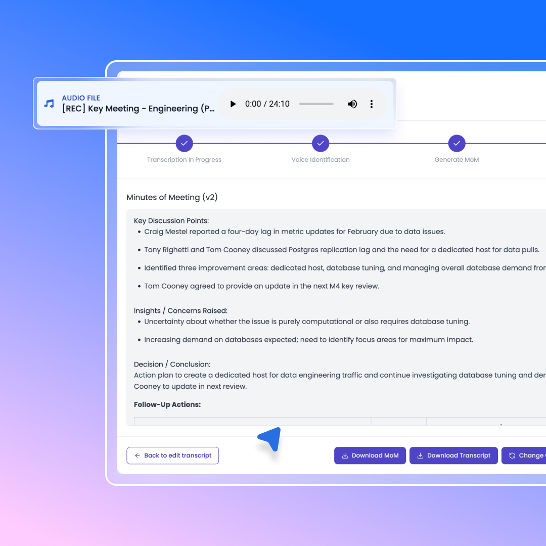 Minits Live Meeting Transcription UI