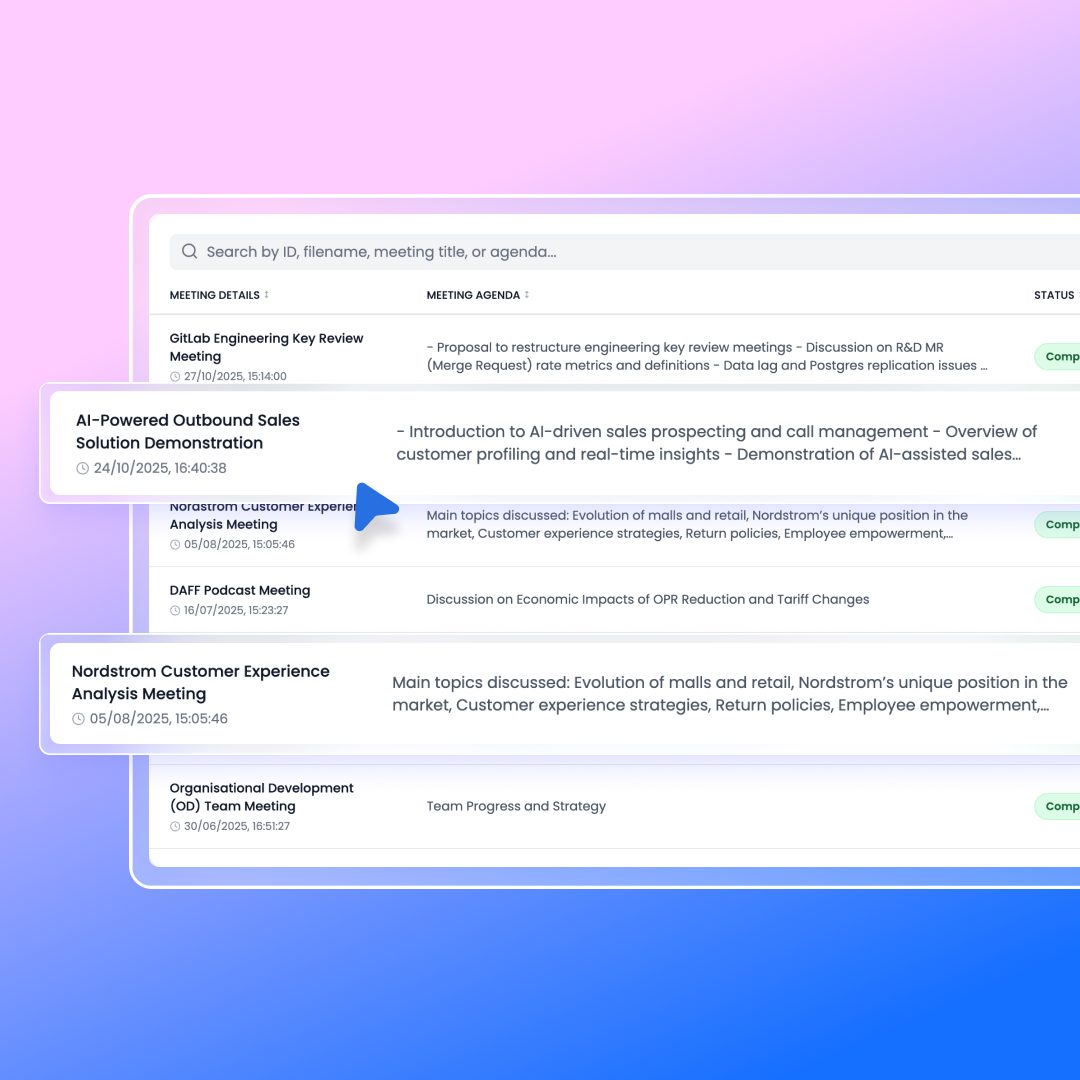 Minits AI Meeting Summaries UI