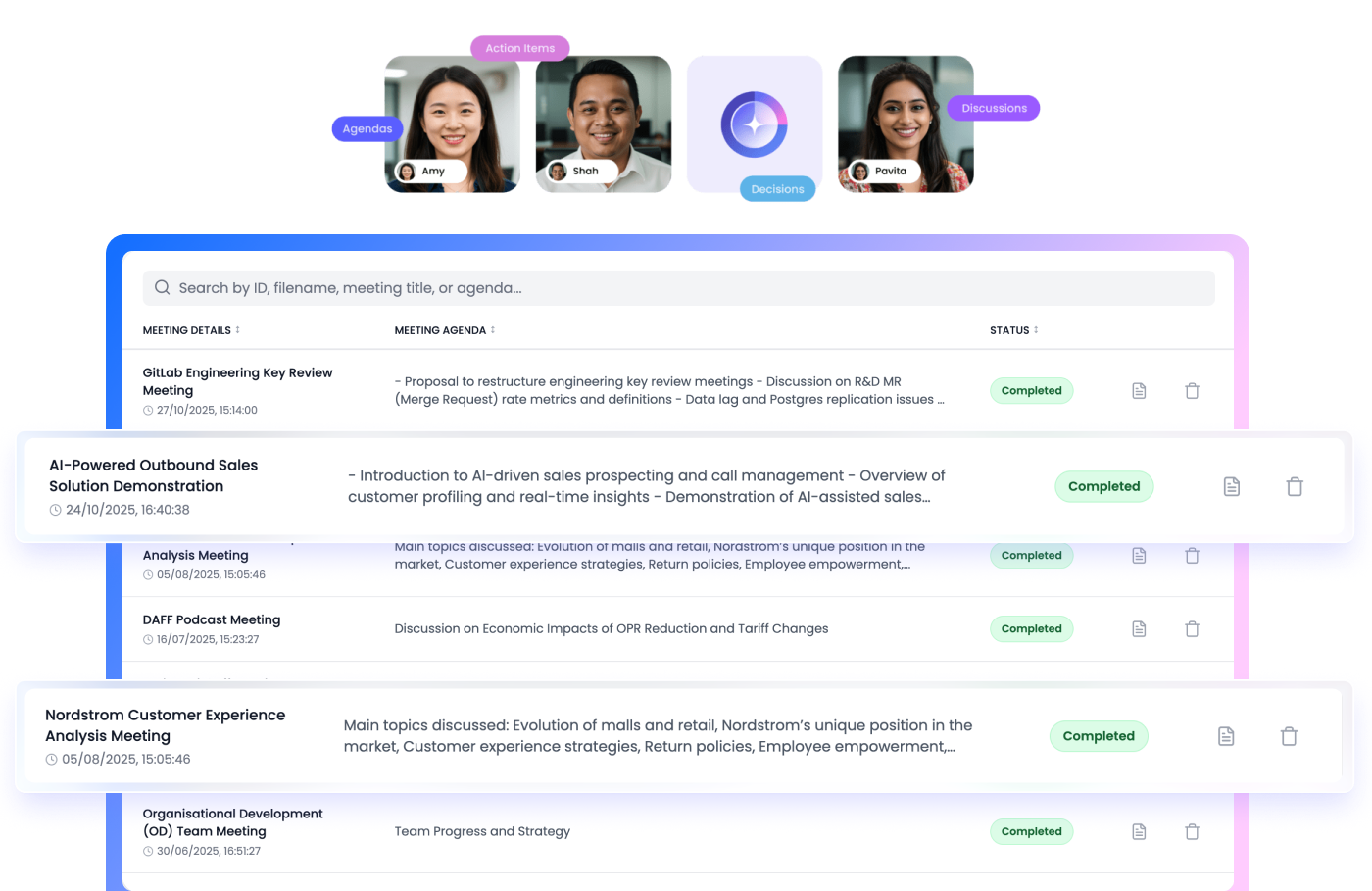 Minits Meeting Minutes UI